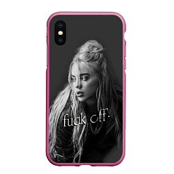 Чехол iPhone XS Max матовый Billie Eilish fak off, цвет: 3D-малиновый