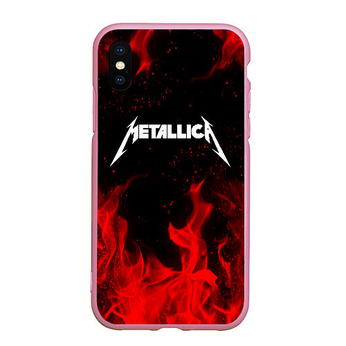 Чехол iPhone XS Max матовый METALLICA НА СПИНЕ / 3D-Розовый – фото 1