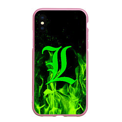 Чехол iPhone XS Max матовый L letter flame, цвет: 3D-розовый