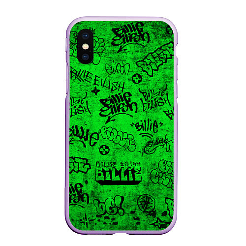 Чехол iPhone XS Max матовый BILLIE EILISH: Grunge Graffiti / 3D-Сиреневый – фото 1