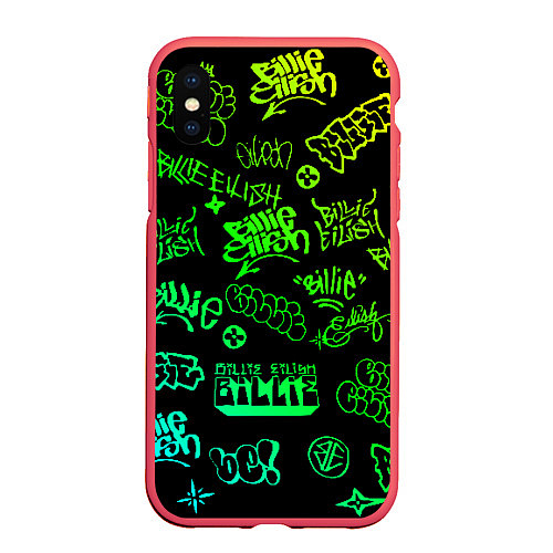 Чехол iPhone XS Max матовый BILLIE EILISH: Grunge Graffiti / 3D-Красный – фото 1