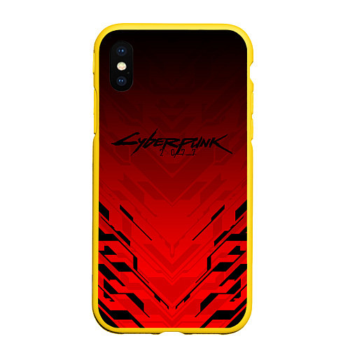 Чехол iPhone XS Max матовый Cyberpunk 2077: Red Techno / 3D-Желтый – фото 1