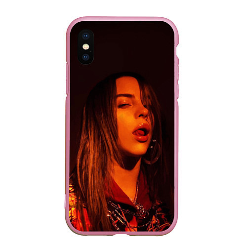 Чехол iPhone XS Max матовый BILLIE EILISH: Red Mood / 3D-Розовый – фото 1