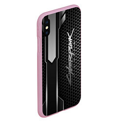 Чехол iPhone XS Max матовый Cyberpunk 2077, цвет: 3D-розовый — фото 2