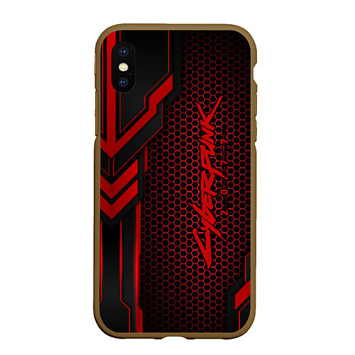 Чехол iPhone XS Max матовый Cyberpunk 2077 / 3D-Коричневый – фото 1