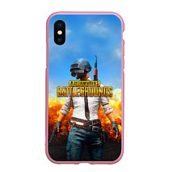 Чехол iPhone XS Max матовый PUBG, цвет: 3D-розовый