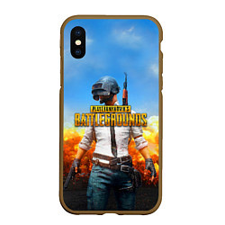 Чехол iPhone XS Max матовый PUBG, цвет: 3D-коричневый