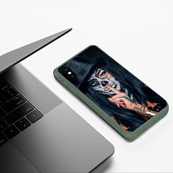 Чехол iPhone XS Max матовый Девушка halloween, цвет: 3D-темно-зеленый — фото 2