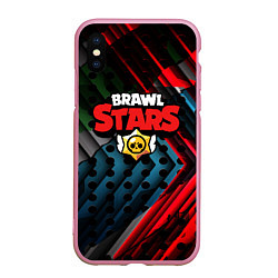 Чехол iPhone XS Max матовый BRAWL STARS, цвет: 3D-розовый