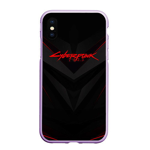 Чехол iPhone XS Max матовый CYBERPUNK 2077 / 3D-Сиреневый – фото 1