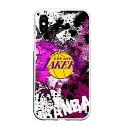 Чехол iPhone XS Max матовый Лос-Анджелес Лейкерс, Los Angeles Lakers, цвет: 3D-белый