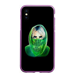 Чехол iPhone XS Max матовый Billie Eilish: Green Acid, цвет: 3D-фиолетовый