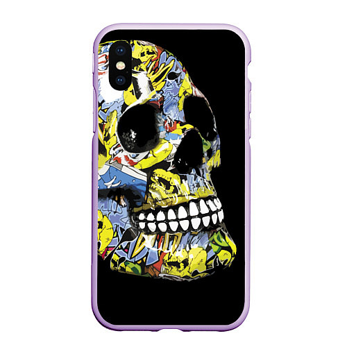 Чехол iPhone XS Max матовый Graffiti - Skull / 3D-Сиреневый – фото 1