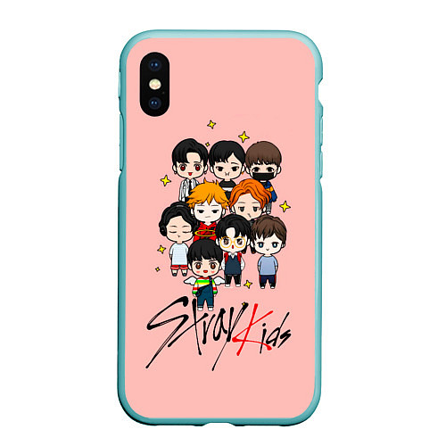 Чехол iPhone XS Max матовый Stray Kids / 3D-Мятный – фото 1