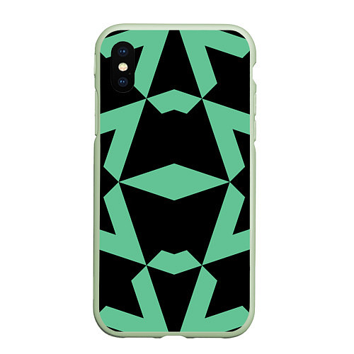 Чехол iPhone XS Max матовый Abstract zigzag pattern / 3D-Салатовый – фото 1