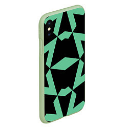 Чехол iPhone XS Max матовый Abstract zigzag pattern, цвет: 3D-салатовый — фото 2