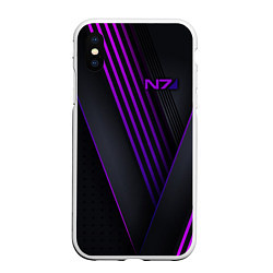 Чехол iPhone XS Max матовый Mass Effect N7, цвет: 3D-белый