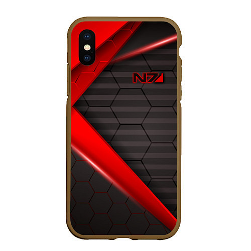 Чехол iPhone XS Max матовый Mass Effect N7 / 3D-Коричневый – фото 1
