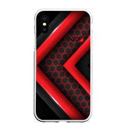 Чехол iPhone XS Max матовый Mass Effect N7, цвет: 3D-белый