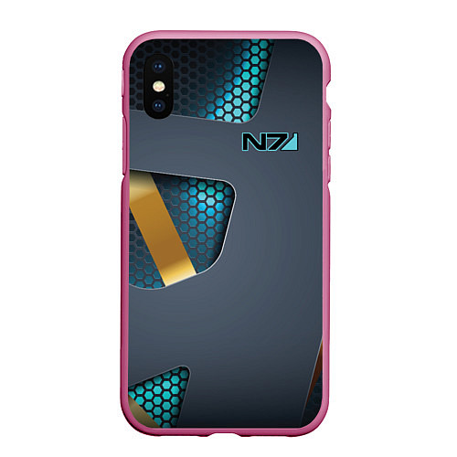 Чехол iPhone XS Max матовый Mass Effect N7 / 3D-Малиновый – фото 1