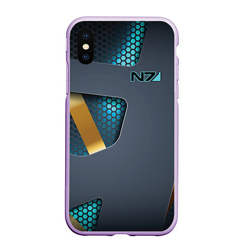 Чехол iPhone XS Max матовый Mass Effect N7 / 3D-Сиреневый – фото 1