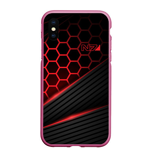 Чехол iPhone XS Max матовый Mass Effect N7 / 3D-Малиновый – фото 1