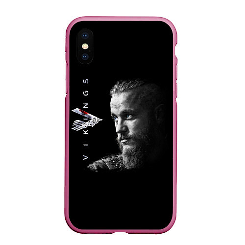 Чехол iPhone XS Max матовый Vikings / 3D-Малиновый – фото 1