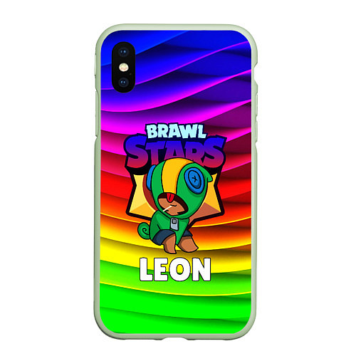 Чехол iPhone XS Max матовый BRAWL STARS LEON / 3D-Салатовый – фото 1