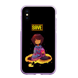 Чехол iPhone XS Max матовый UNDERTALE FRISK, цвет: 3D-сиреневый