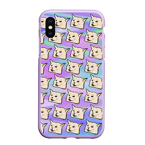 Чехол iPhone XS Max матовый Woman yelling at cat / 3D-Сиреневый – фото 1