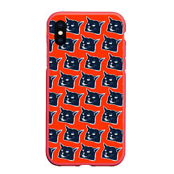 Чехол iPhone XS Max матовый Woman yelling at cat, цвет: 3D-красный