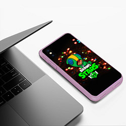 Чехол iPhone XS Max матовый BRAWL STARS НОВОГОДНИЙ, цвет: 3D-сиреневый — фото 2