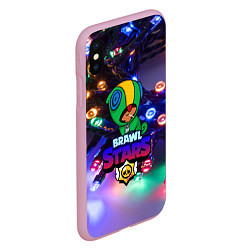 Чехол iPhone XS Max матовый BRAWL STARS НОВОГОДНИЙ, цвет: 3D-розовый — фото 2