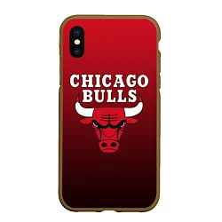 Чехол iPhone XS Max матовый CHICAGO BULLS, цвет: 3D-коричневый