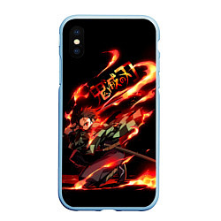 Чехол iPhone XS Max матовый Demon Slayer, цвет: 3D-голубой