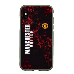 Чехол iPhone XS Max матовый Manchester United, цвет: 3D-темно-зеленый