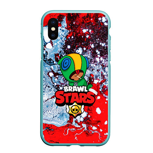 Чехол iPhone XS Max матовый BRAWL STARS LEON / 3D-Мятный – фото 1