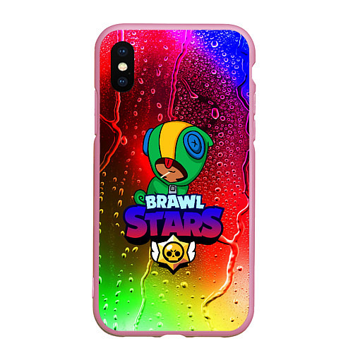 Чехол iPhone XS Max матовый BRAWL STARS LEON / 3D-Розовый – фото 1