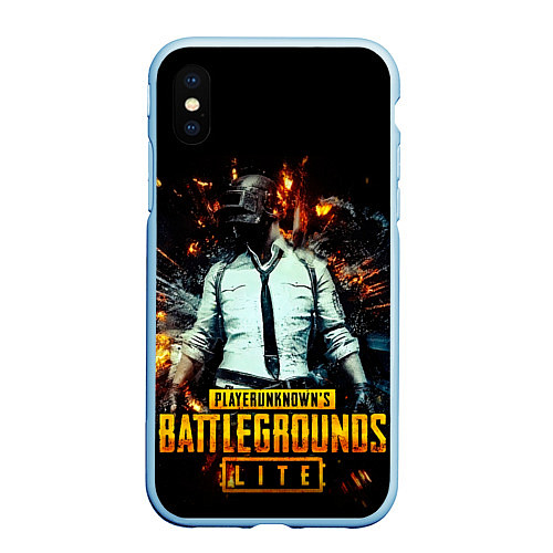 Чехол iPhone XS Max матовый PUBG Lite / 3D-Голубой – фото 1