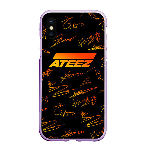 Чехол iPhone XS Max матовый ATEEZ АВТОГРАФЫ / 3D-Сиреневый – фото 1