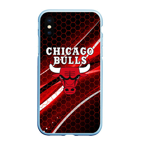 Чехол iPhone XS Max матовый CHICAGO BULLS / 3D-Голубой – фото 1