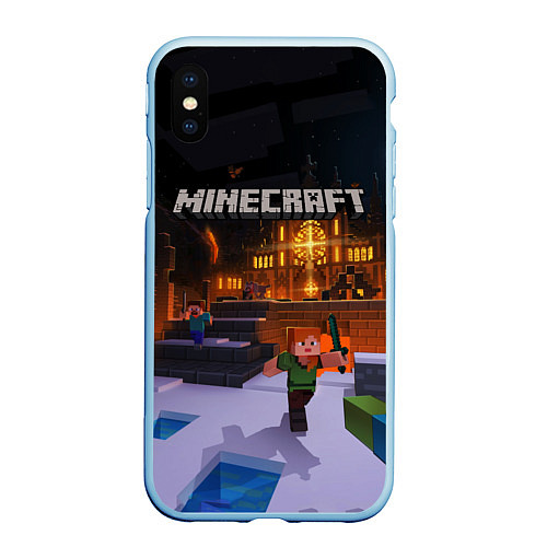 Чехол iPhone XS Max матовый MINECRAFT / 3D-Голубой – фото 1