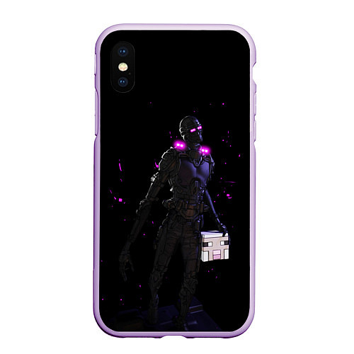 Чехол iPhone XS Max матовый MINECRAFT / 3D-Сиреневый – фото 1