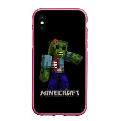 Чехол iPhone XS Max матовый MINECRAFT ЗОМБИ, цвет: 3D-малиновый