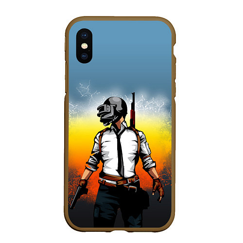 Чехол iPhone XS Max матовый PUBG / 3D-Коричневый – фото 1