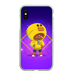 Чехол iPhone XS Max матовый Brawl Stars Leon Sally, цвет: 3D-салатовый