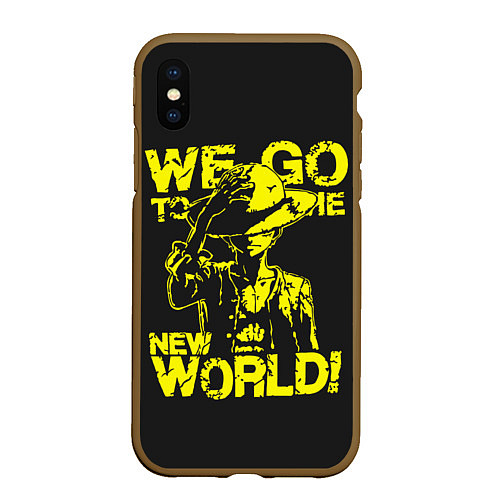 Чехол iPhone XS Max матовый One Piece We Go World / 3D-Коричневый – фото 1
