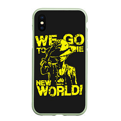 Чехол iPhone XS Max матовый One Piece We Go World, цвет: 3D-салатовый