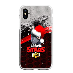 Чехол iPhone XS Max матовый Новогодний BRAWL STARS CROW