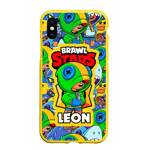 Чехол iPhone XS Max матовый BRAWL STARS LEON / 3D-Желтый – фото 1